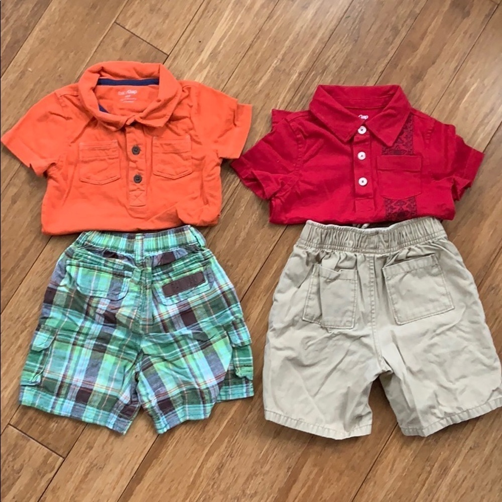 BABY GAP Lot 2 shirts/2 shorts Boys sz 18-24 mon